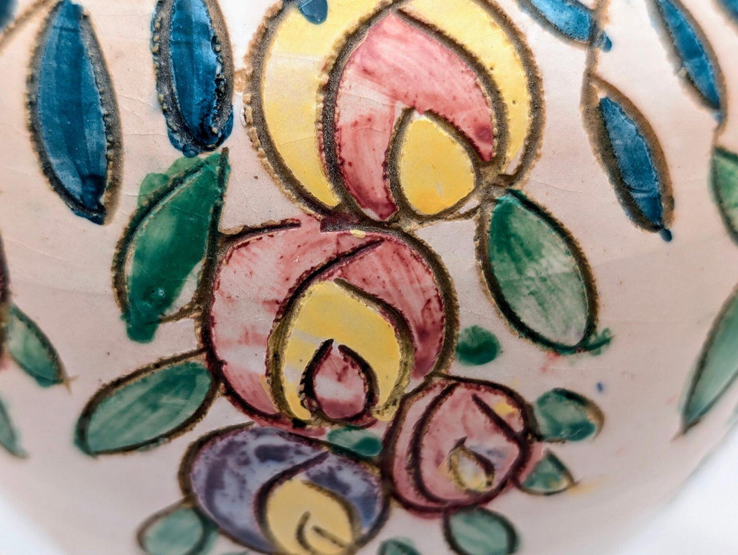Italian Sgraffito Art Pottery Vase Marked & Handpainted - Boho Rustic Vintage MCM image 2