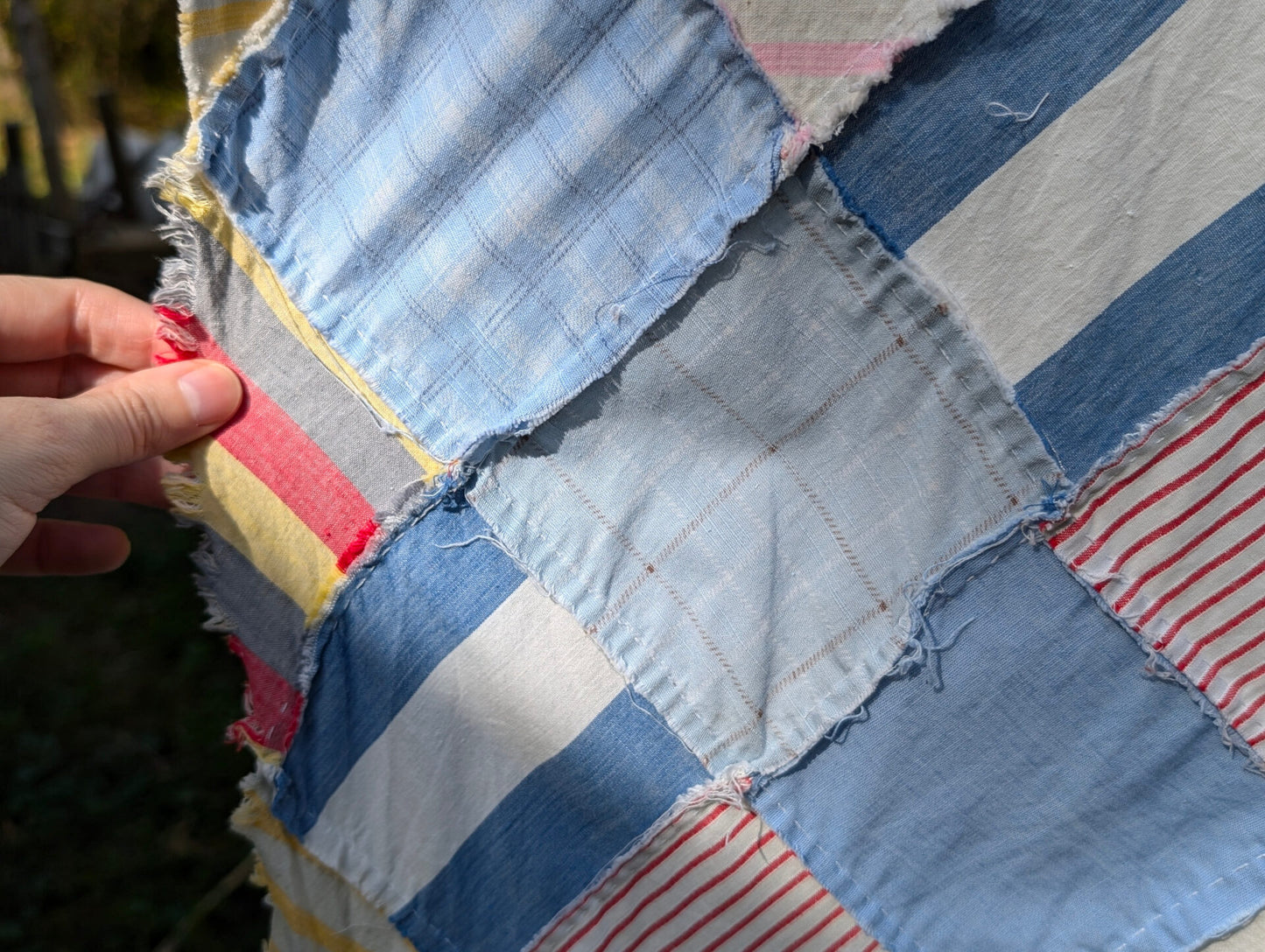 Vintage Quilt Top in a 9 Patch Variation with Scrap Sashing - Twin 58x90 image 9