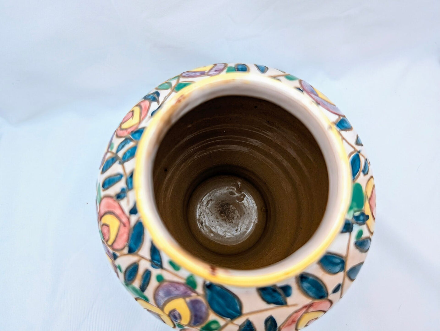 Italian Sgraffito Art Pottery Vase Marked & Handpainted - Boho Rustic Vintage MCM image 4