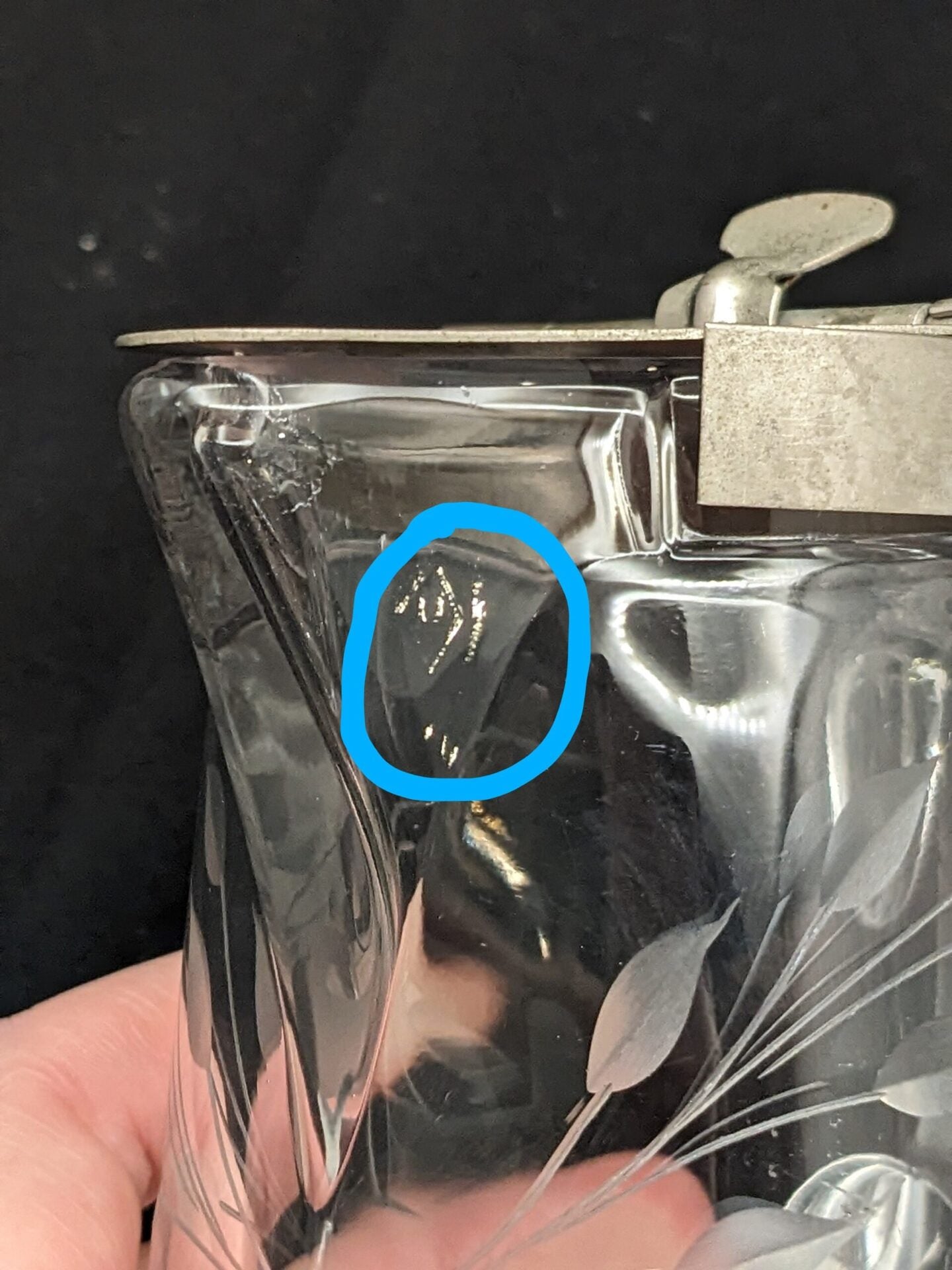 Antique Crystal Heisey Syrup Pitcher in Irving White Rose with Original Lid image 9