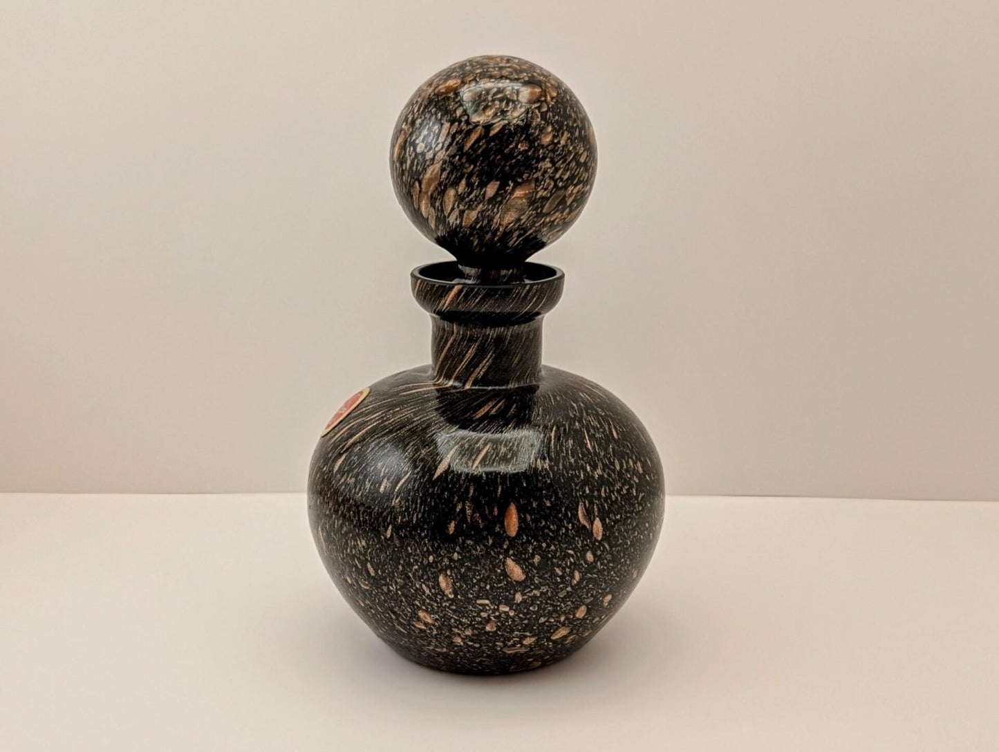 Murano Glass Decanter Perfume Bottle with Stopper - Italian Aventurine Copper & Black Art Glass image 9