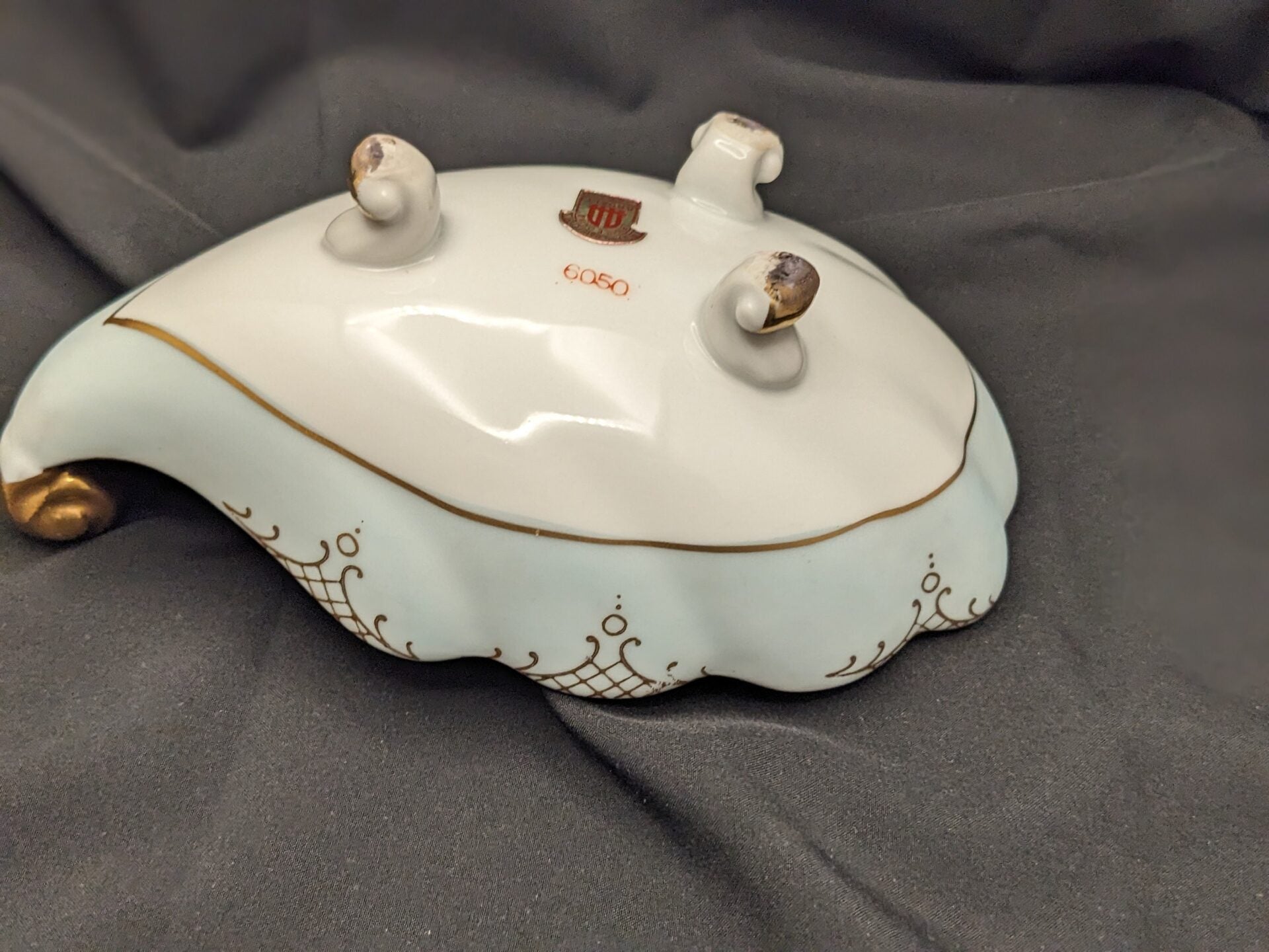 Hand Painted Dresser Bowl Marked Ardalt Lenwile - Porcelain Footed Bowl - 1950s Japan image 7