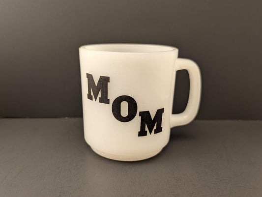 1970s Glasbake Vintage Milk Glass Coffee Mug - "Greatest Mom" Poem image 0