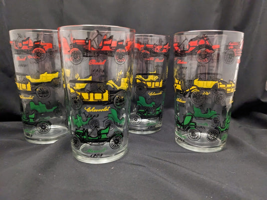 Antique Car Tumblers by Jeanette Glass 10 oz (Set of 4) Mid Century Vintage image 0
