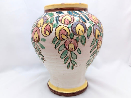 Italian Sgraffito Art Pottery Vase Marked & Handpainted - Boho Rustic Vintage MCM image 0