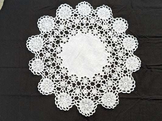 Handmade Clean Vintage Crochet Lace & Linen Center Piece for Tables and Dressers image 0