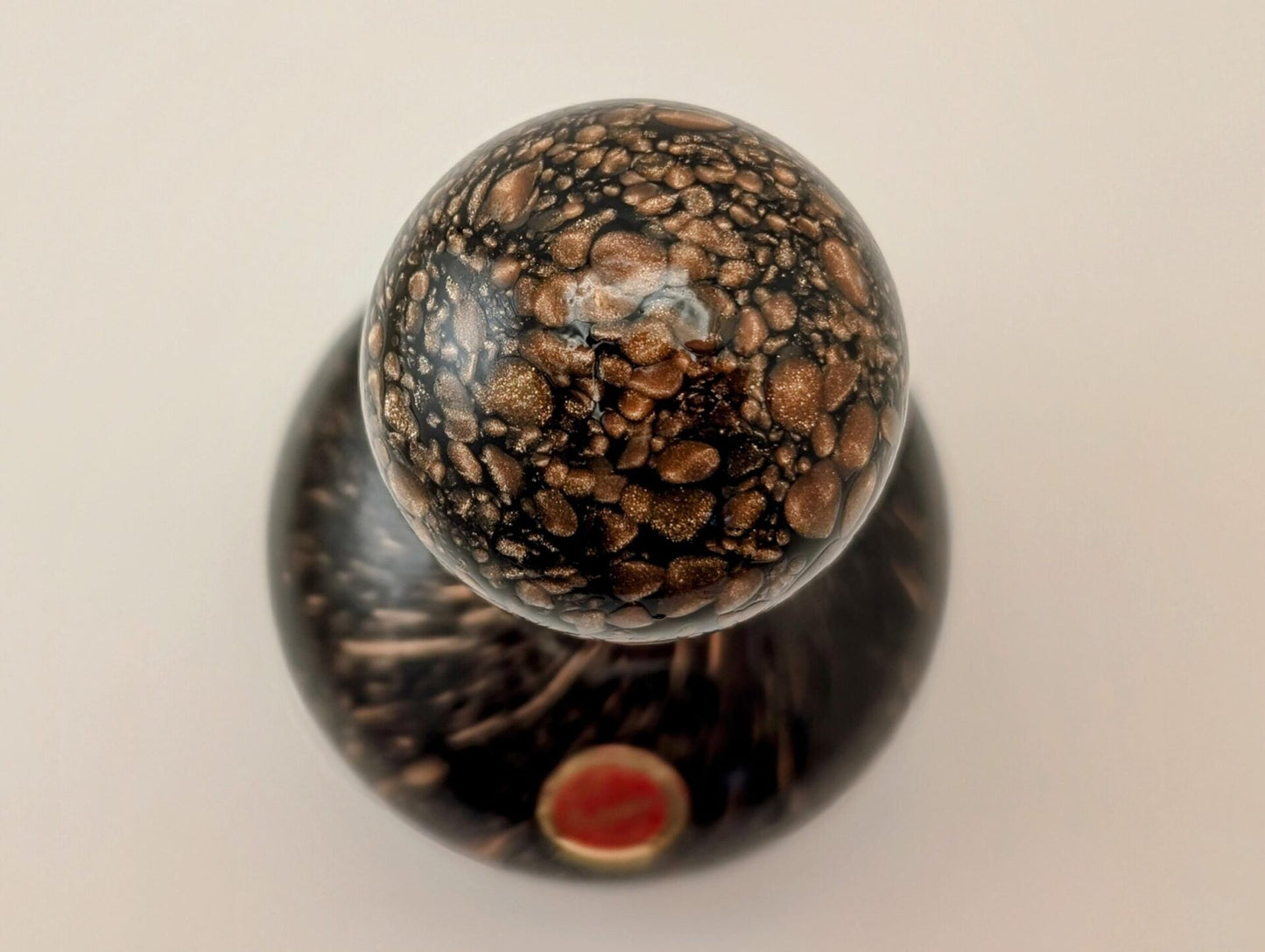 Murano Glass Decanter Perfume Bottle with Stopper - Italian Aventurine Copper & Black Art Glass image 4