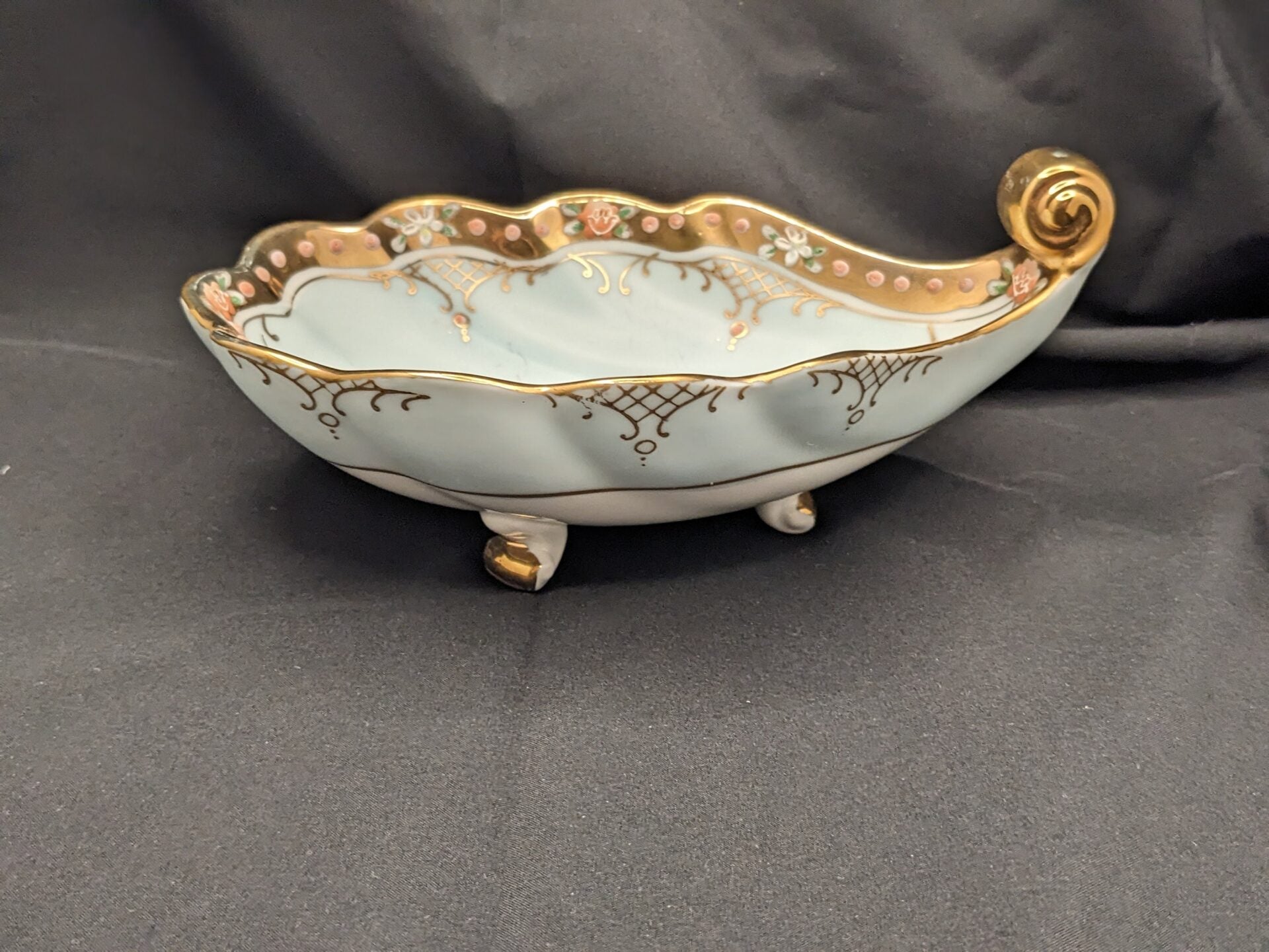Hand Painted Dresser Bowl Marked Ardalt Lenwile - Porcelain Footed Bowl - 1950s Japan image 1