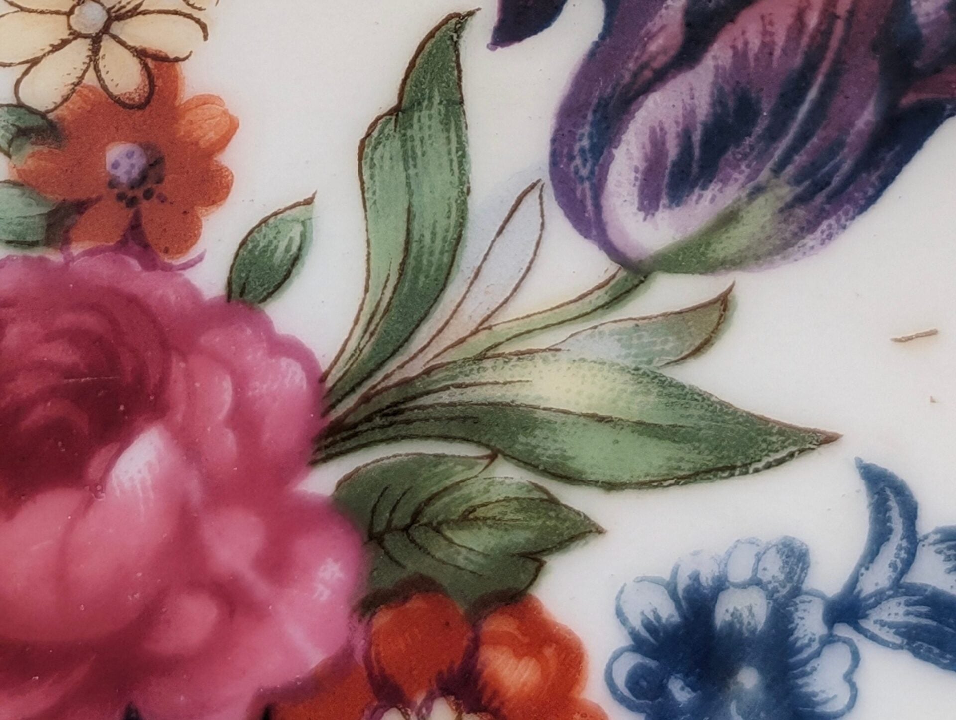 1950s Lusterware Teacup & Saucer Set w/ Roses, Irises, and Gold Trim - 3 Paneled Footed Cup, Loop Handle, Reticulated Plate image 7