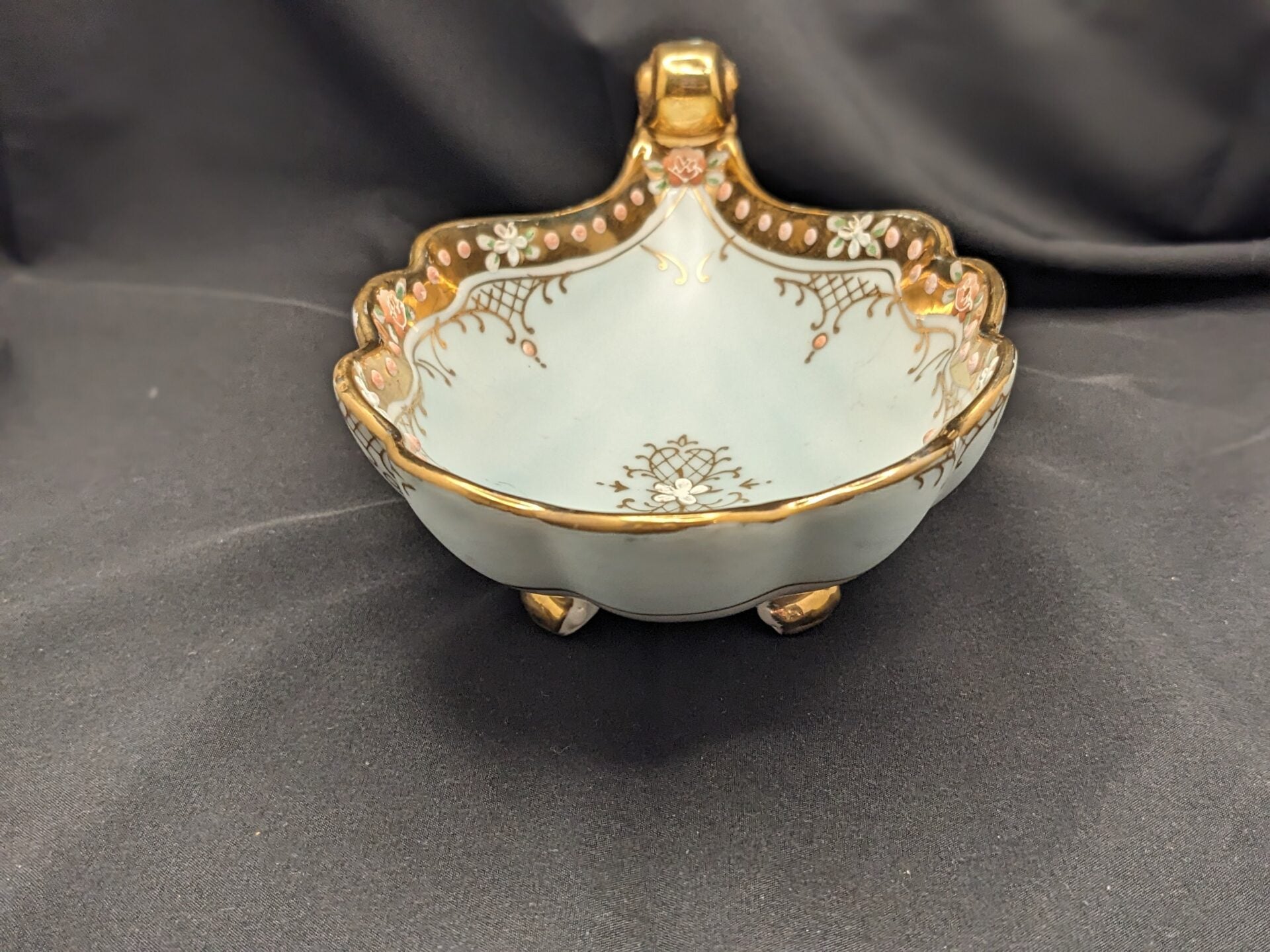 Hand Painted Dresser Bowl Marked Ardalt Lenwile - Porcelain Footed Bowl - 1950s Japan image 3
