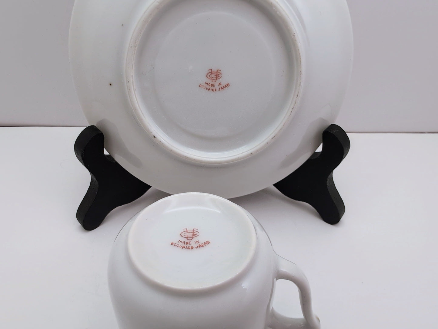 Handpainted Rose Demitasse Cup and Saucer by Ucago - Made in Occupied Japan