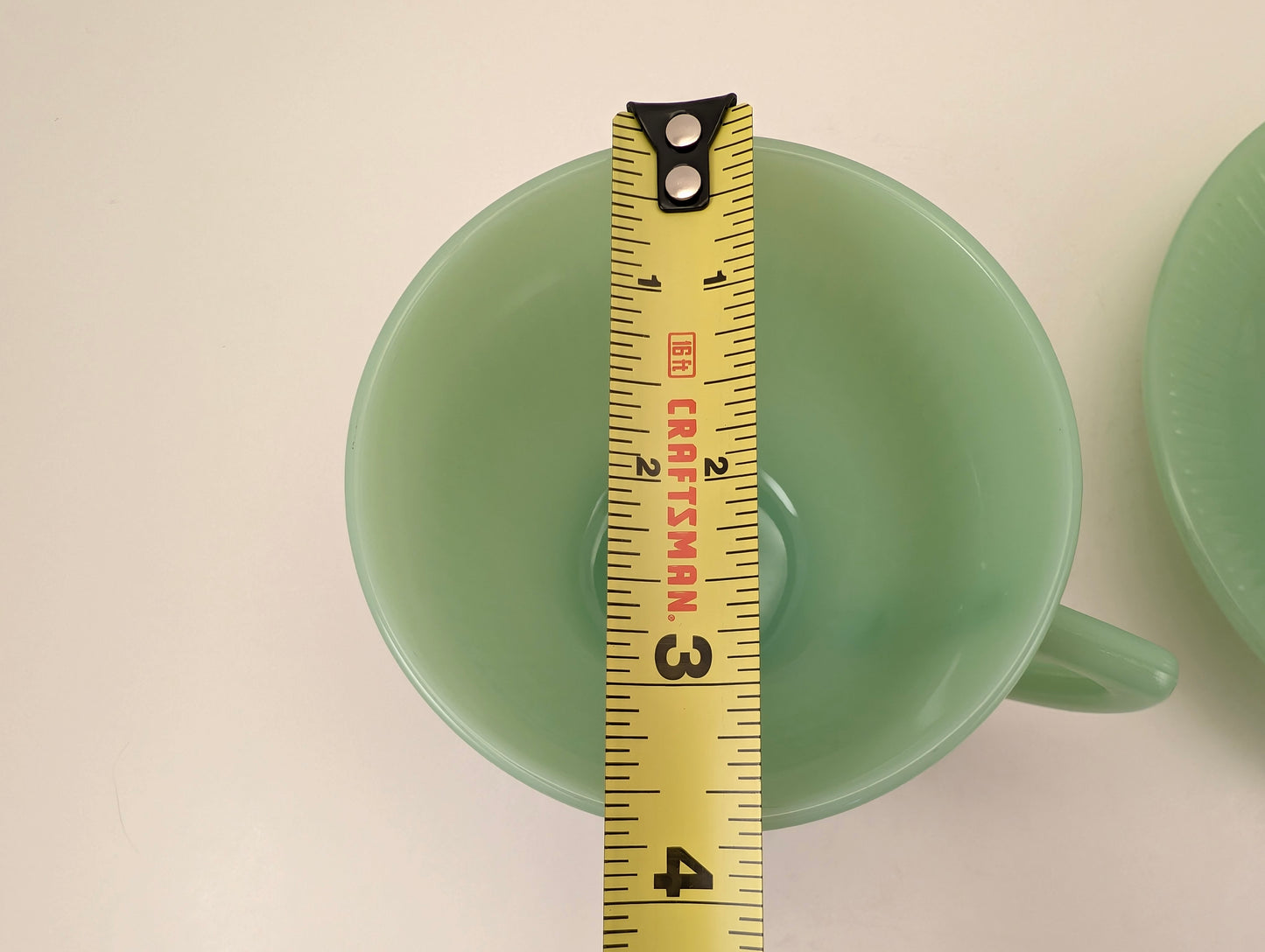 1950s Fire King Jadeite Cup and Saucer - Jane Ray Pattern
