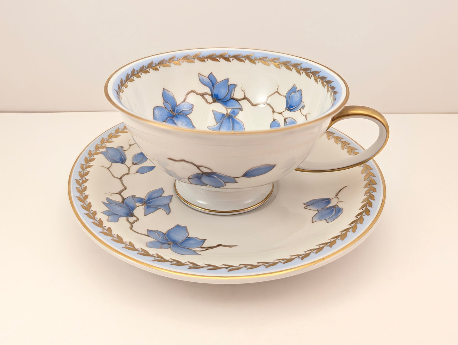 1940s Rosenthal Blue Danube Cup & Saucer Side view with interior