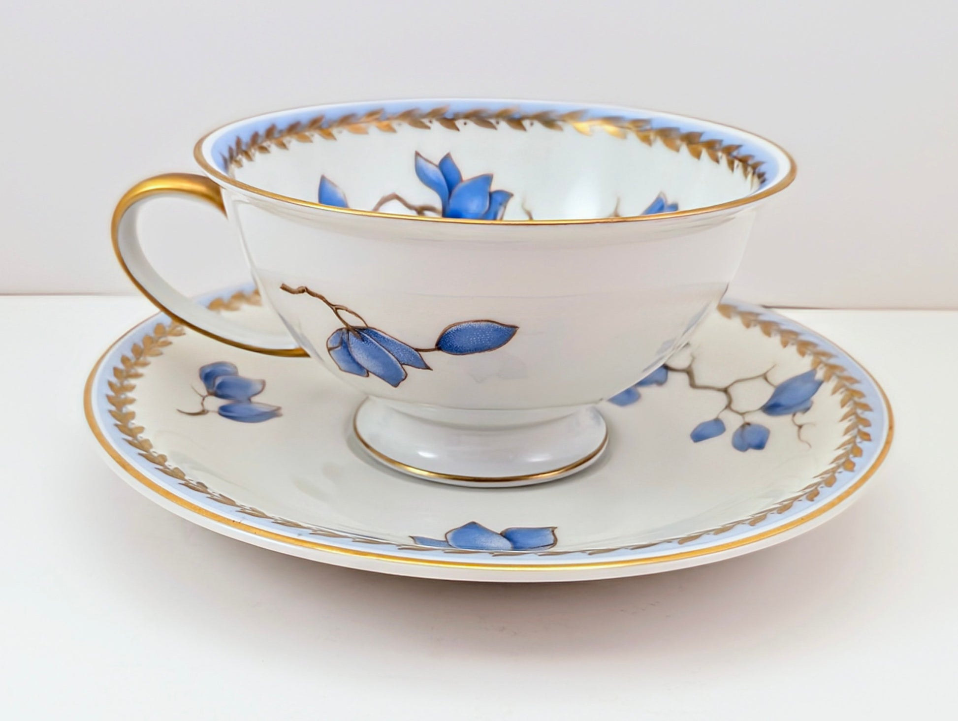 Left side view of a 1940s Rosenthal Blue Danube Cup & Saucer set