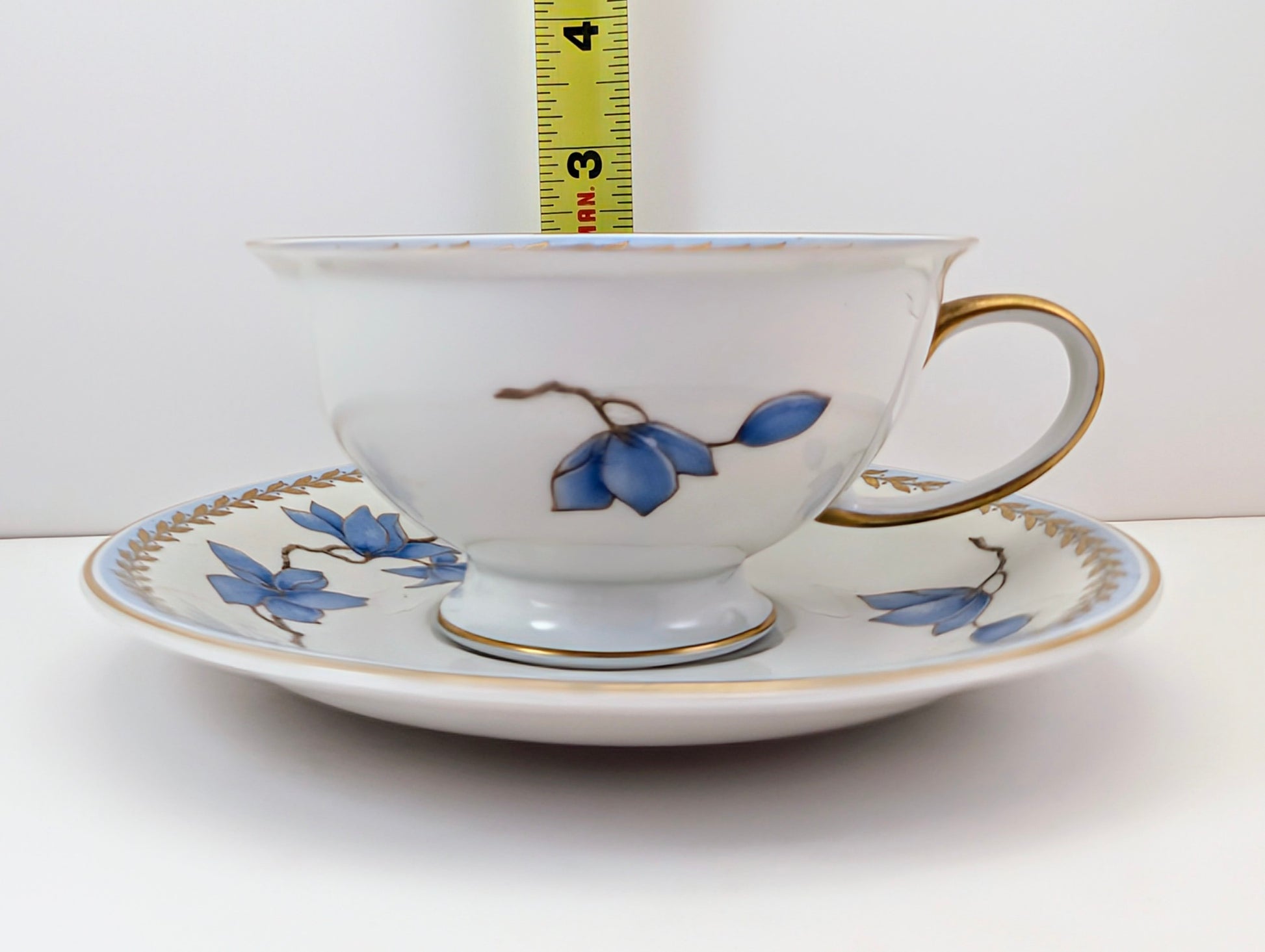 1940s Rosenthal Blue Danube Cup & Saucer with Measuring Tape - Height 2 1/4 inches
