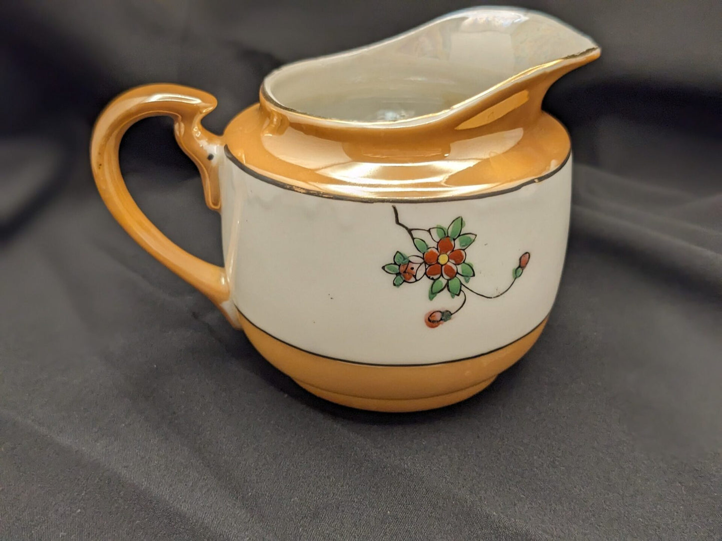 Handpainted Tea Pot, Sugar Bowl, and Creamer Set in Orange Vintage Lusterware - Made by Tashiro Shoten Ltd Nagoya, Japan image 6
