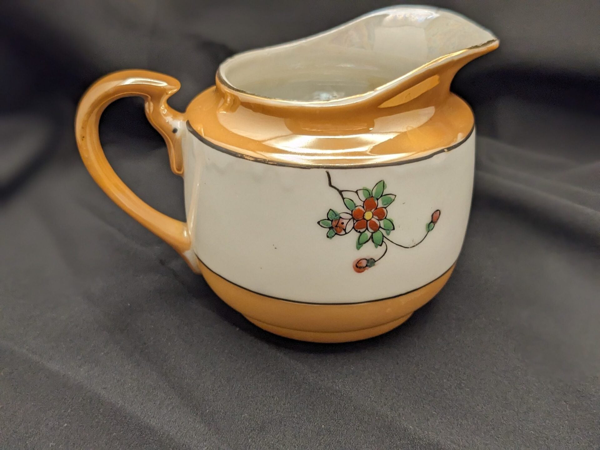 Handpainted Tea Pot, Sugar Bowl, and Creamer Set in Orange Vintage Lusterware - Made by Tashiro Shoten Ltd Nagoya, Japan image 6