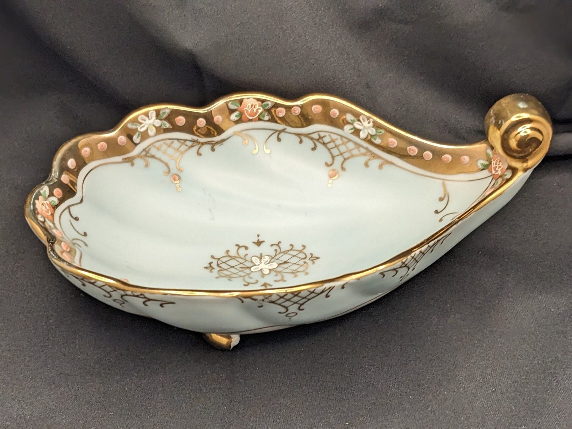 Hand Painted Dresser Bowl Marked Ardalt Lenwile - Porcelain Footed Bowl - 1950s Japan image 0