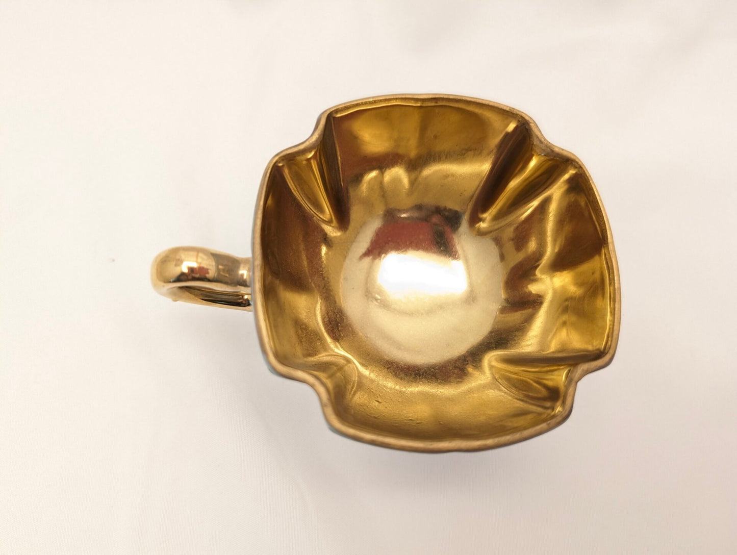 Vintage Royal Ainsley Blue Teacup & Saucer with Roses, Quatrefoil Demitasse, Hand-Painted Gilt Details image 8