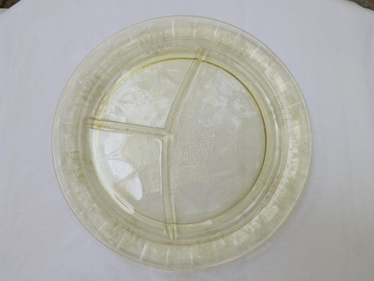 Cameo Yellow Depression Glass Divided Plate by Anchor Hocking Often Called Ballerina or Dancing Girl - 10 1/2 Inches, 1930s image 3