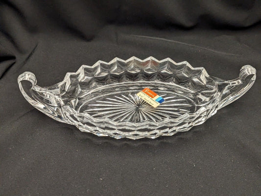 Fostoria American Clear Relish Boat, 8.5" Buffet Dish New Condition w/ Original Tag, Vintage Collector's Gift image 0