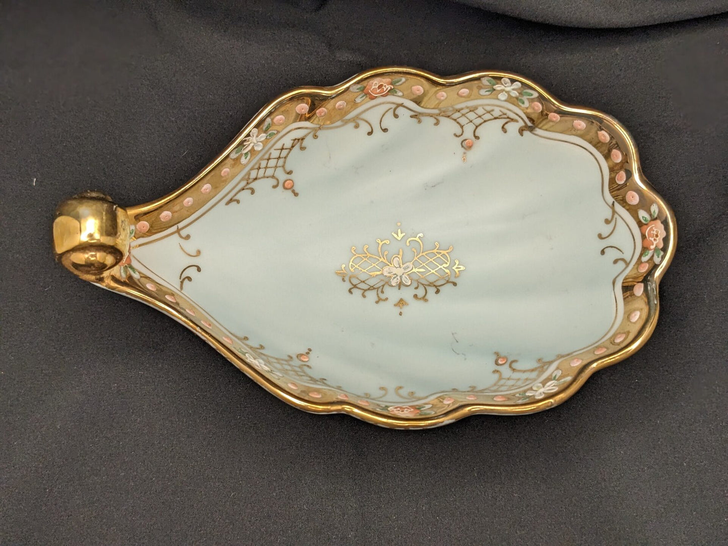 Hand Painted Dresser Bowl Marked Ardalt Lenwile - Porcelain Footed Bowl - 1950s Japan image 2
