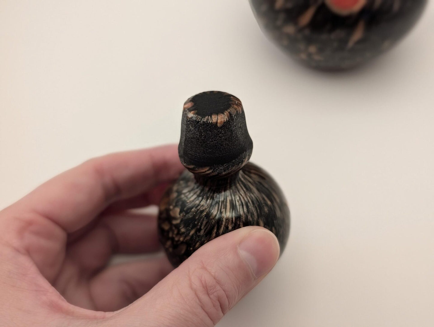 Murano Glass Decanter Perfume Bottle with Stopper - Italian Aventurine Copper & Black Art Glass image 6