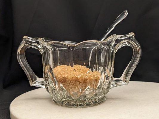 Art Deco EAPG Dunmoyle Open Sugar Bowl by United States Glass Co 1920s image 0
