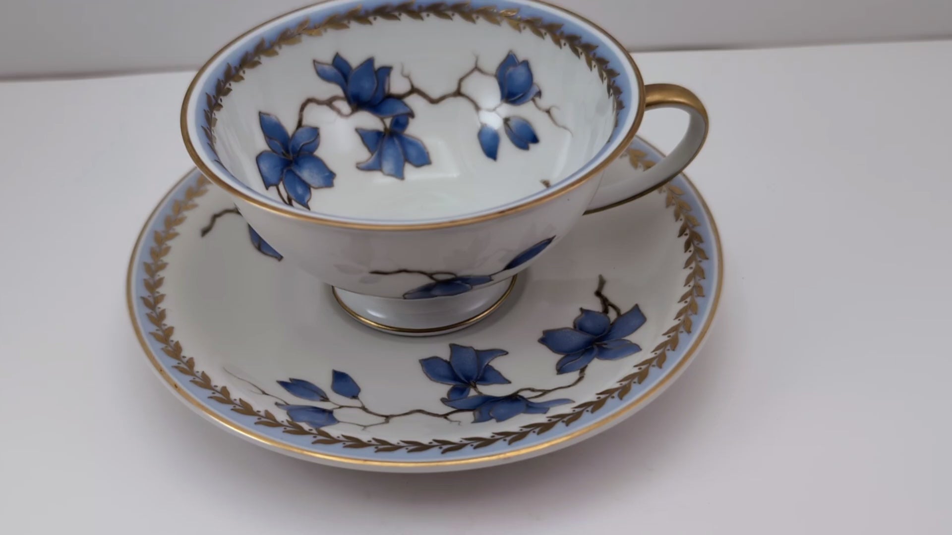A short video showing a 360 view of a 1940s Rosenthal Blue Danube Cup & Saucer
